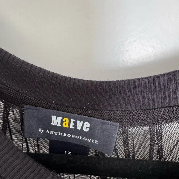 Anthropologie Black Sweatshirt with Sheer Detail - Picture 2 of 4